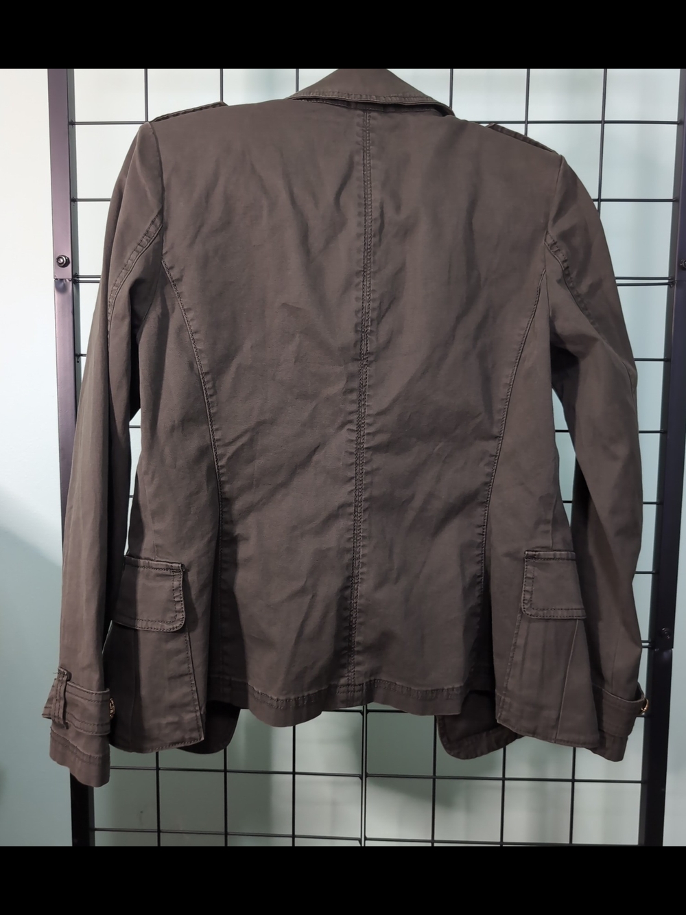 White House Black Market Signature Utility Blazer Size 6 NWT Sergeant Olive Gold - Picture 2 of 5